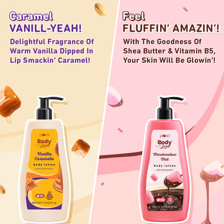 Deliciously Moisturizing Body Lotion Duo by Plum BodyLovin' | Vanilla Caramello & Marshmallow Melt Body Lotion