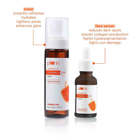 Vitamin C Ultimate Glow Duo | Face Serum (30ml) & Toner | For Glowing Skin | Tightens Pores | Fights Hyperpigmentation | Improves Uneven Skin Tone | Fragrance-Free | 100% Vegan