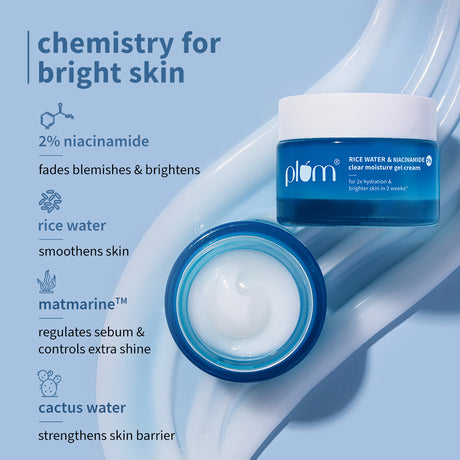 The Pore-fectly Bright Chemistry with Plum Rice Water & 2% Niacinamide Gel Cream & Plum Rice Water & 3% Niacinamide Toner